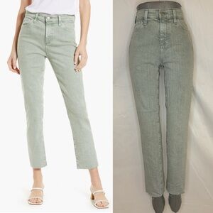 AG Mari High Rise Cropped Slim Straight Light Green Jeans